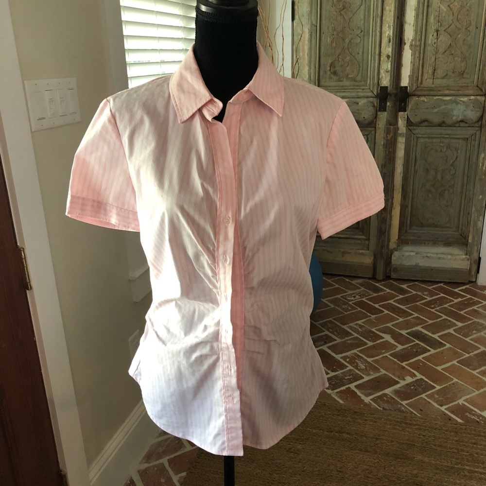 Pink stripe shirt sleeve button down